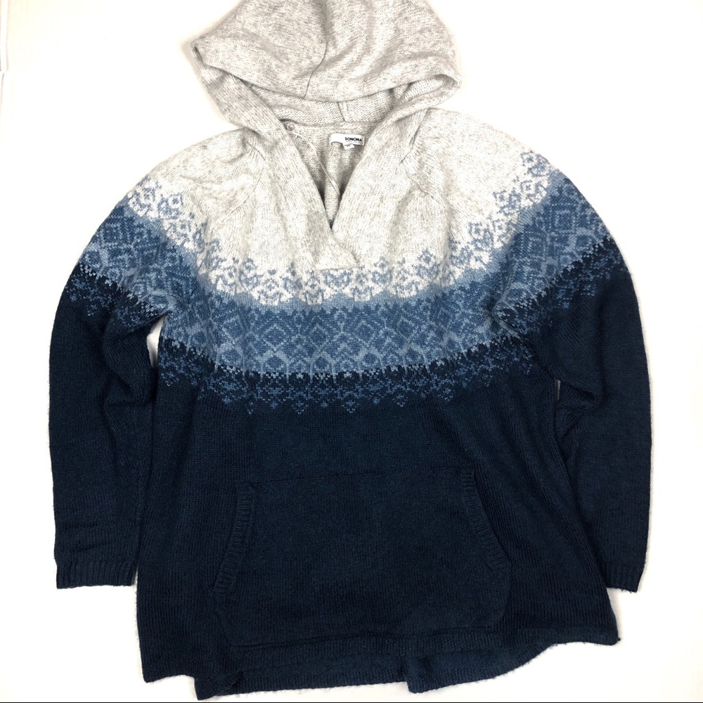 Sonoma Soft Nordic Hooded V Neck Sweater 2X